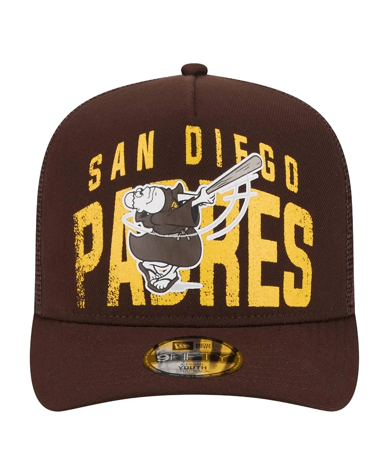 New Era Big Boys and Girls Brown San Diego Padres Logo Fade A-Frame 9FIFTY Snapback Hat