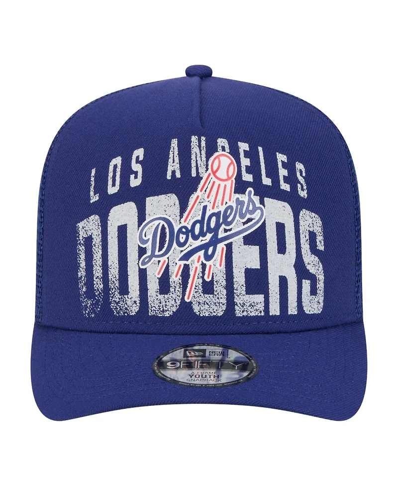 New Era Big Boys and Girls Royal Los Angeles Dodgers Logo Fade A-Frame 9FIFTY Snapback Hat