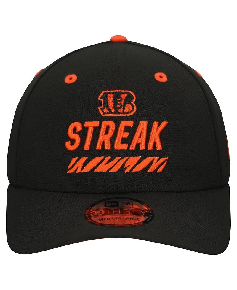 New Era Men's Black Cincinnati Bengals Streak Season Ticket Member 39THIRTY Flex Hat