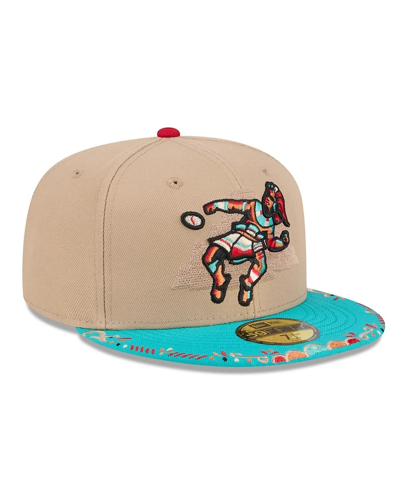 New Era Men's Light Beige/Light Blue Pensacola Wahoo's 2026 Copa De La Diversion 59FIFTY Fitted Hat