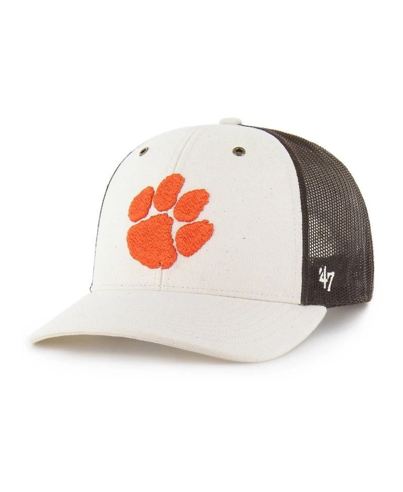 Carhartt x '47 Brand Men's Natural/Brown Clemson Tigers Undyed Trucker Adjustable Hat