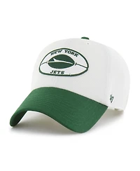 47 Brand Men's Cream/Green New York Jets Pique Patch Clean Up Adjustable Hat