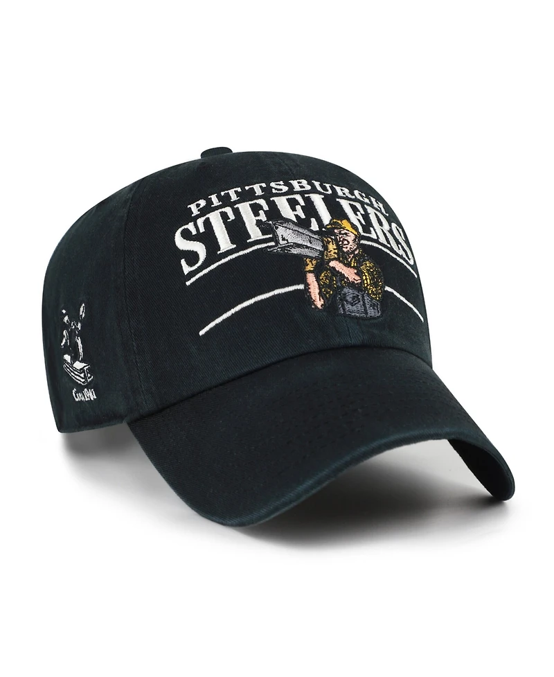 '47 Brand Men's Black Pittsburgh Steelers Throwback Graphic Clean Up Adjustable Hat
