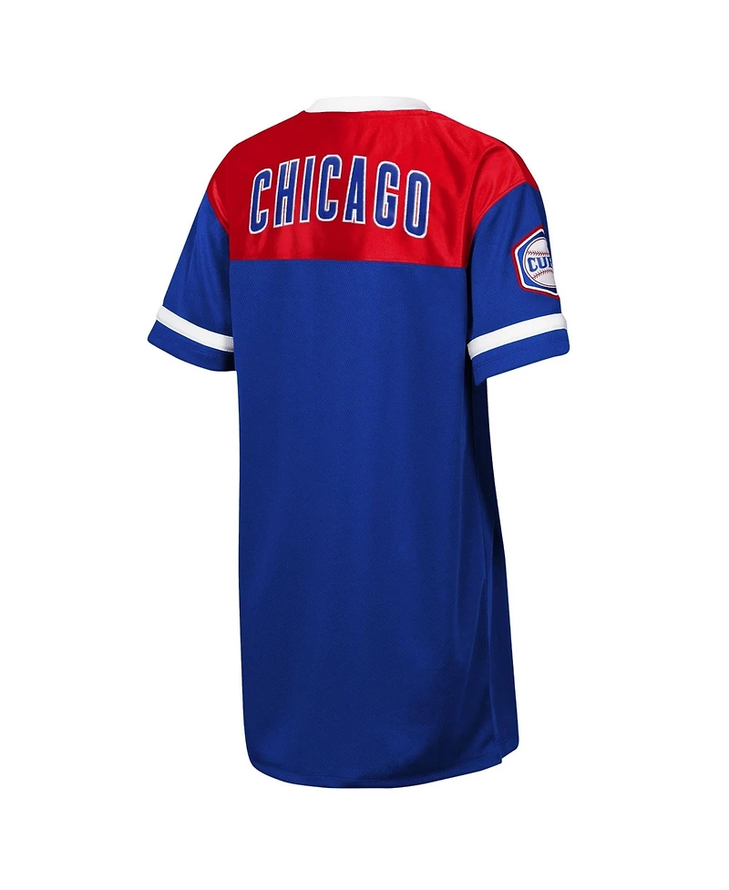 Outerstuff Big Girls Royal Chicago Cubs League Cheer V-Neck T-Shirt Dress