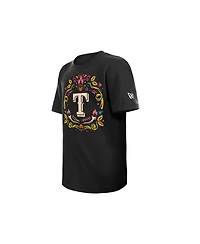 New Era Big Boys and Girls Black Texas Rangers Dia de los Muertos T-Shirt