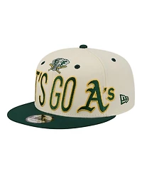 New Era Men's Cream Athletics Oversized Slogan 9FIFTY Snapback Hat