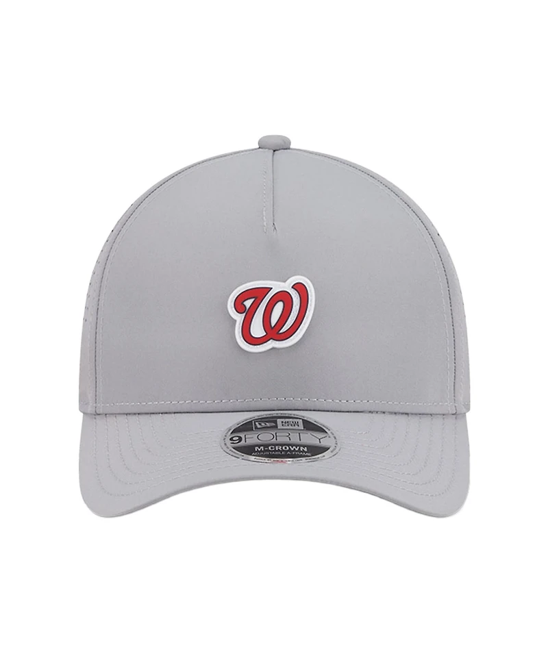 New Era Men's Gray Washington Nationals Micro Logo 9FORTY M-Crown A-Frame Adjustable Hat
