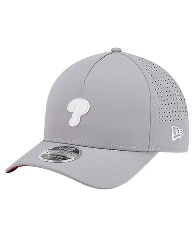 New Era Men's Gray Philadelphia Phillies Micro Logo 9FORTY M-Crown A-Frame Adjustable Hat