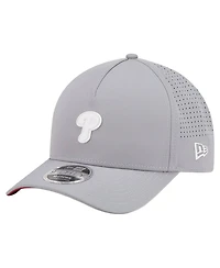 New Era Men's Gray Philadelphia Phillies Micro Logo 9FORTY M-Crown A-Frame Adjustable Hat