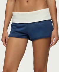 Edikted Women's Stevie French-Terry Foldover-Waistband Low-Rise Shorts, 2" Inseam