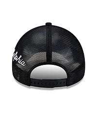 New Era Men's Black Philadelphia Phillies Side Script 9FORTY A-Frame Trucker Adjustable Hat