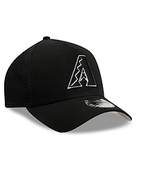 New Era Men's Black Arizona Diamondbacks Side Script 9FORTY A-Frame Trucker Adjustable Hat