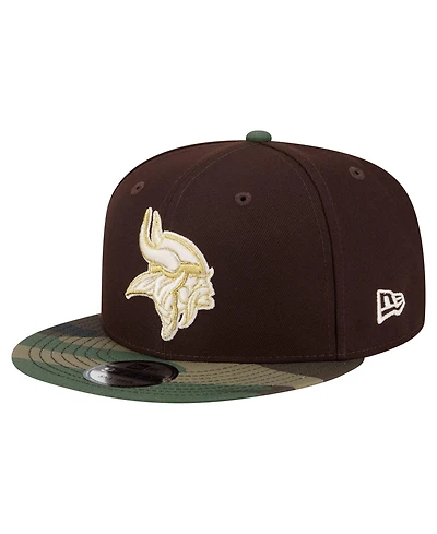 New Era Men's Dark Brown Minnesota Vikings Burnt Wood Camo 9FIFTY Snapback Hat