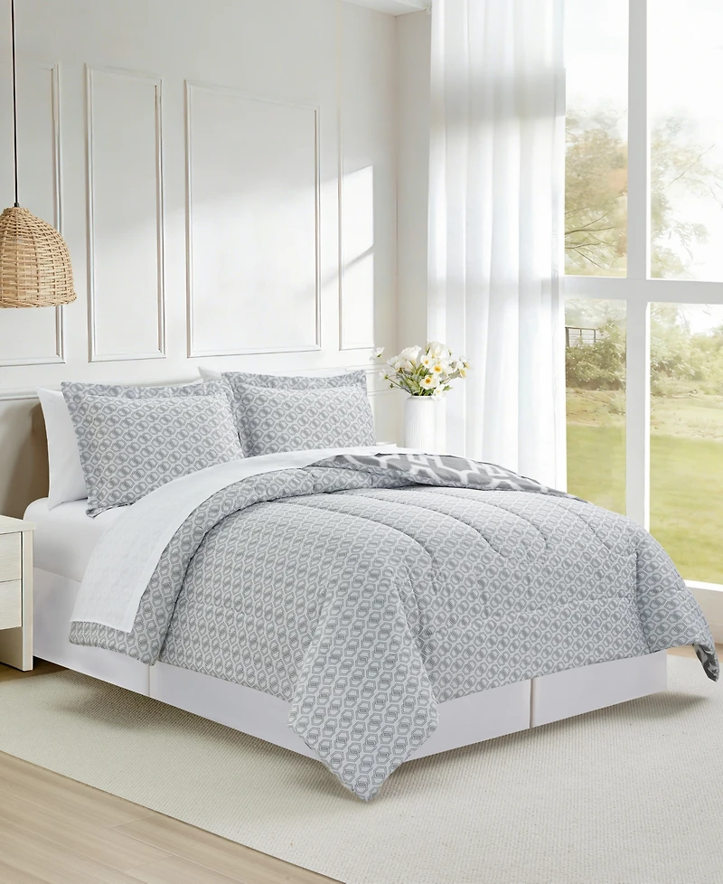 Macy's Emmet Geo Reversible Microfiber 8-piece Comforter Set