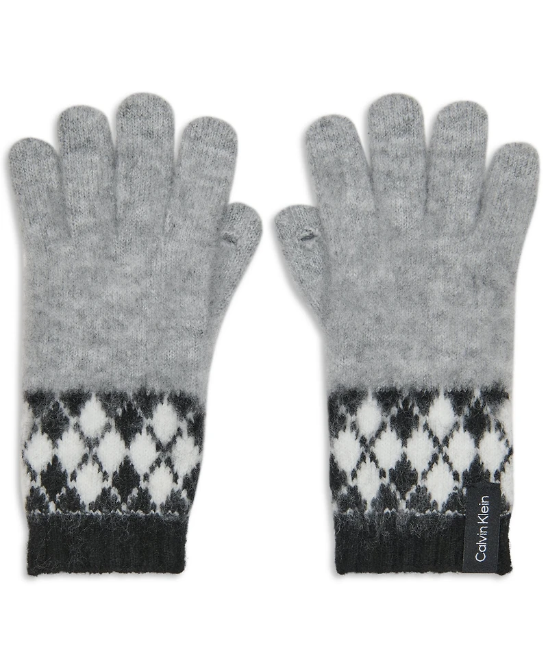 Calvin Klein Women's Argyle Fair Isle Pattern Gloves