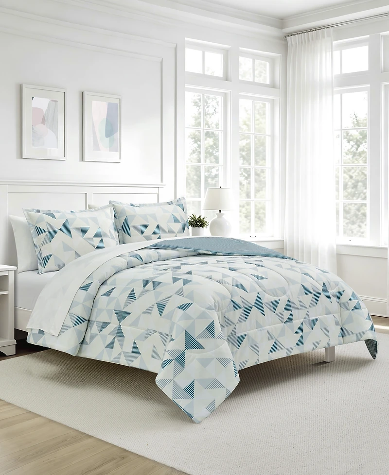 Macy's Devon Geo Reversible Microfiber 3-piece Comforter Set