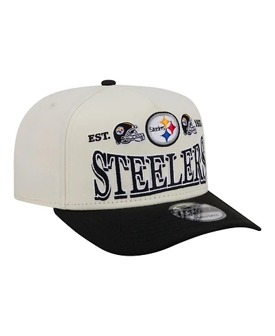 New Era Men's Cream/Black Pittsburgh Steelers A-Frame 9FIFTY Snapback Hat