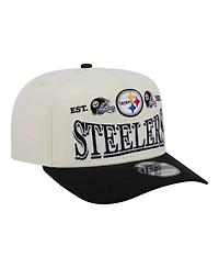 New Era Men's Cream/Black Pittsburgh Steelers A-Frame 9FIFTY Snapback Hat