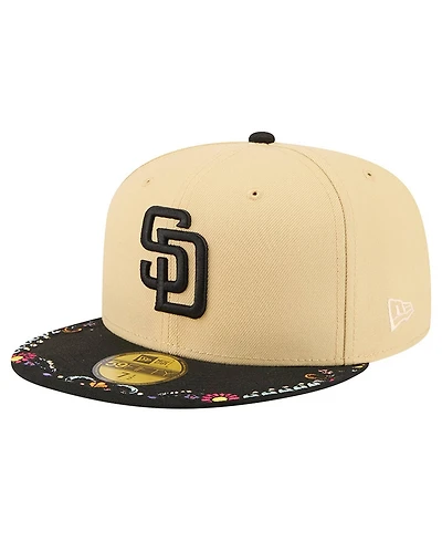 New Era Men's Light Beige San Diego Padres Two-Tone Embroidered Visor 59FIFTY Fitted Hat