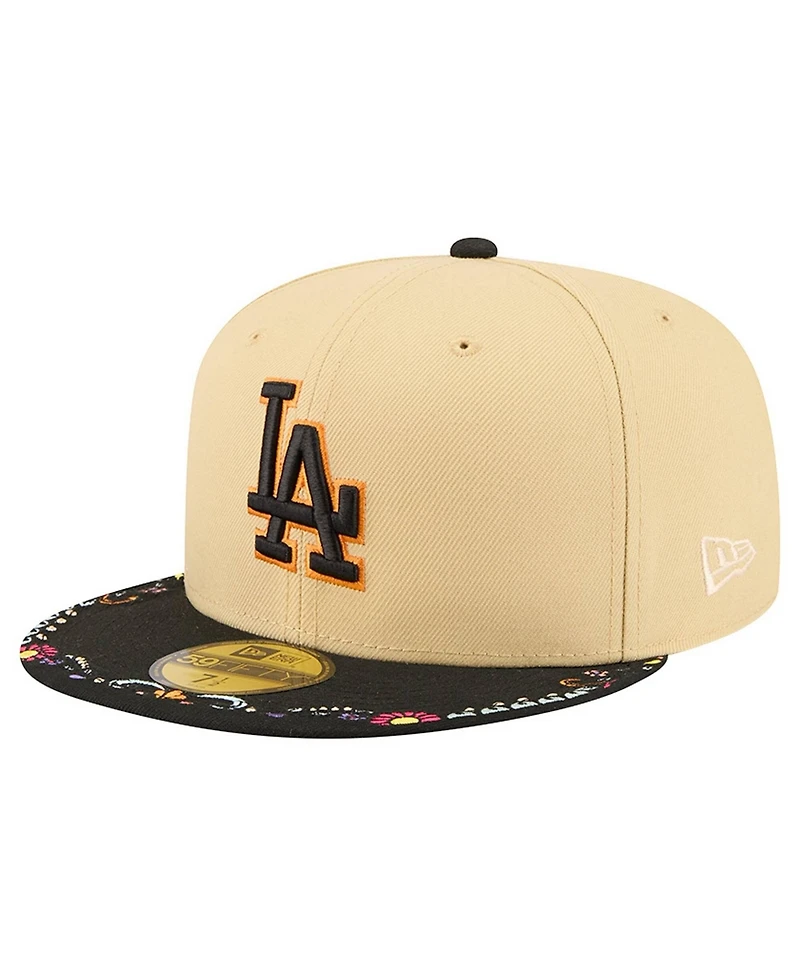 New Era Men's Light Beige Los Angeles Dodgers Two-Tone Embroidered Visor 59FIFTY Fitted Hat