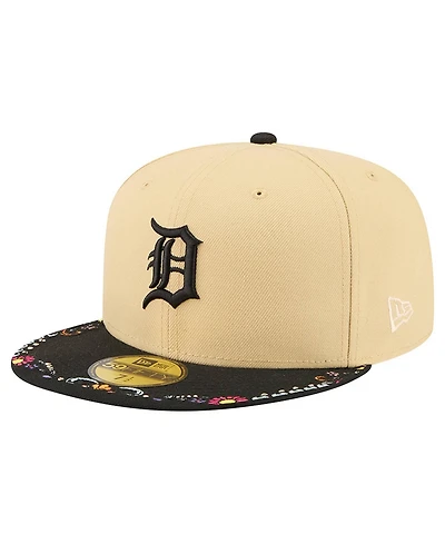 New Era Men's Light Beige Detroit Tigers Two-Tone Embroidered Visor 59FIFTY Fitted Hat