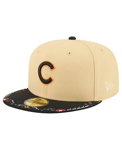 New Era Men's Light Beige Chicago Cubs Two-Tone Embroidered Visor 59FIFTY Fitted Hat