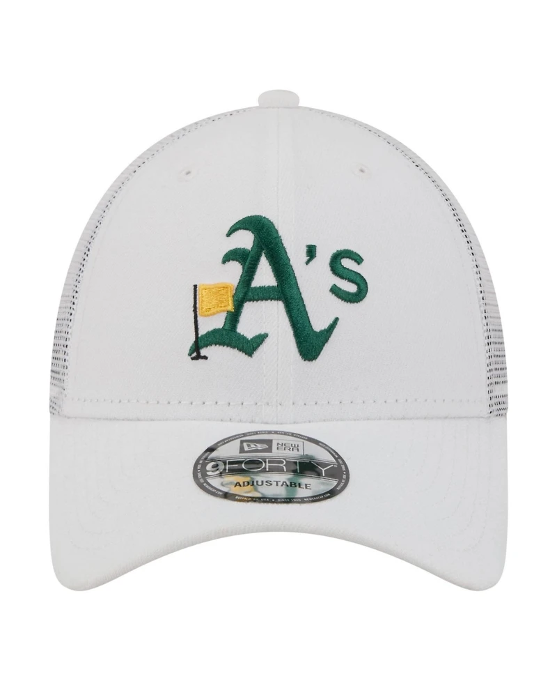 New Era Men's White Athletics Flag 9FORTY Trucker Adjustable Hat