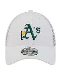 New Era Men's White Athletics Flag 9FORTY Trucker Adjustable Hat