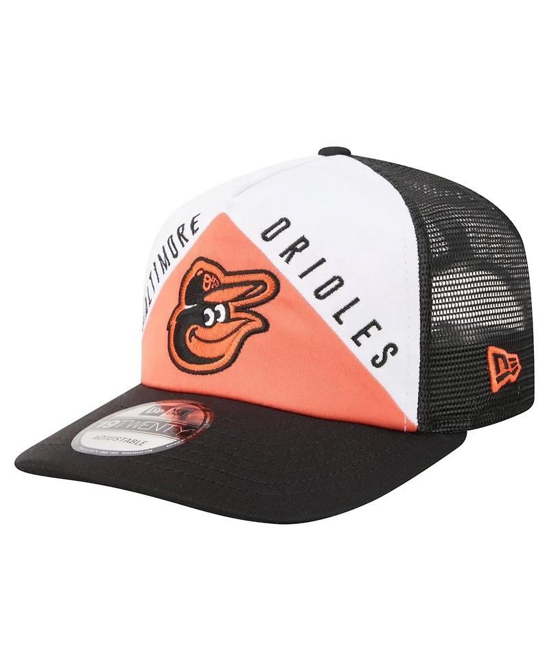 New Era Men's White/Black Baltimore Orioles Retro Cut 19TWENTY Adjustable Trucker Hat