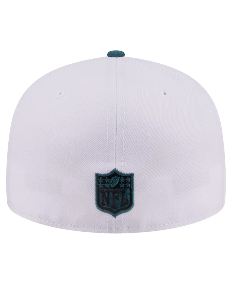 New Era Men's White/Midnight Green Philadelphia Eagles Retro Swoop 59FIFTY Fitted Hat