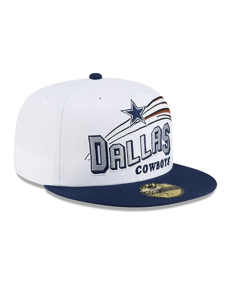New Era Men's White/Navy Dallas Cowboys Retro Swoop 59FIFTY Fitted Hat