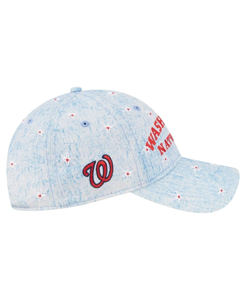 New Era Women's Light Blue Washington Nationals Daisy All Over 9TWENTY Adjustable Hat