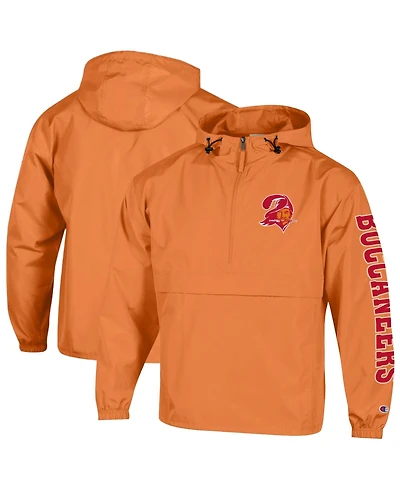 Champion Men's Orange Tampa Bay Buccaneers Packable Hooded Windbreaker Half-Zip Jacket