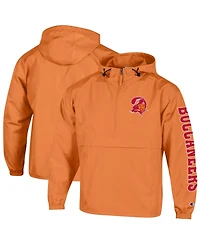 Champion Men's Orange Tampa Bay Buccaneers Packable Hooded Windbreaker Half-Zip Jacket