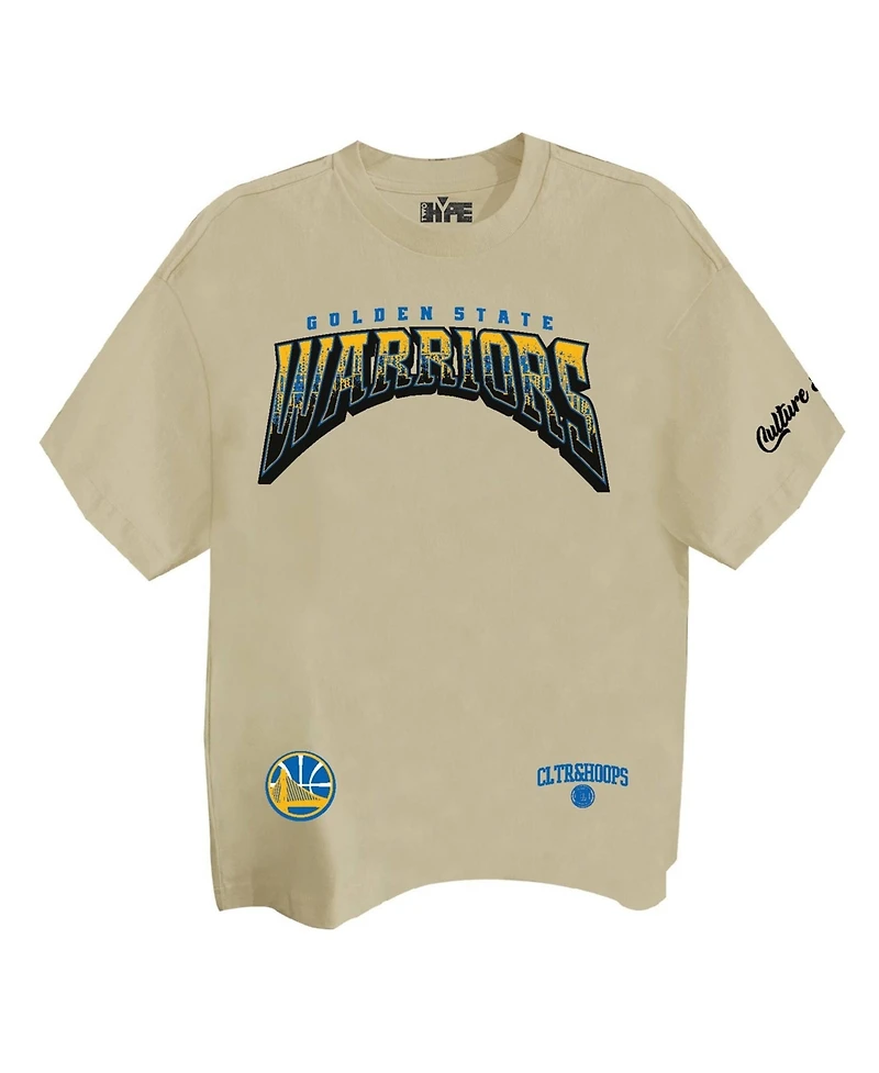 Two Hype Men's and Women's Cream Golden State Warriors Drip Dime Elevated Drop Shoulder T-Shirt