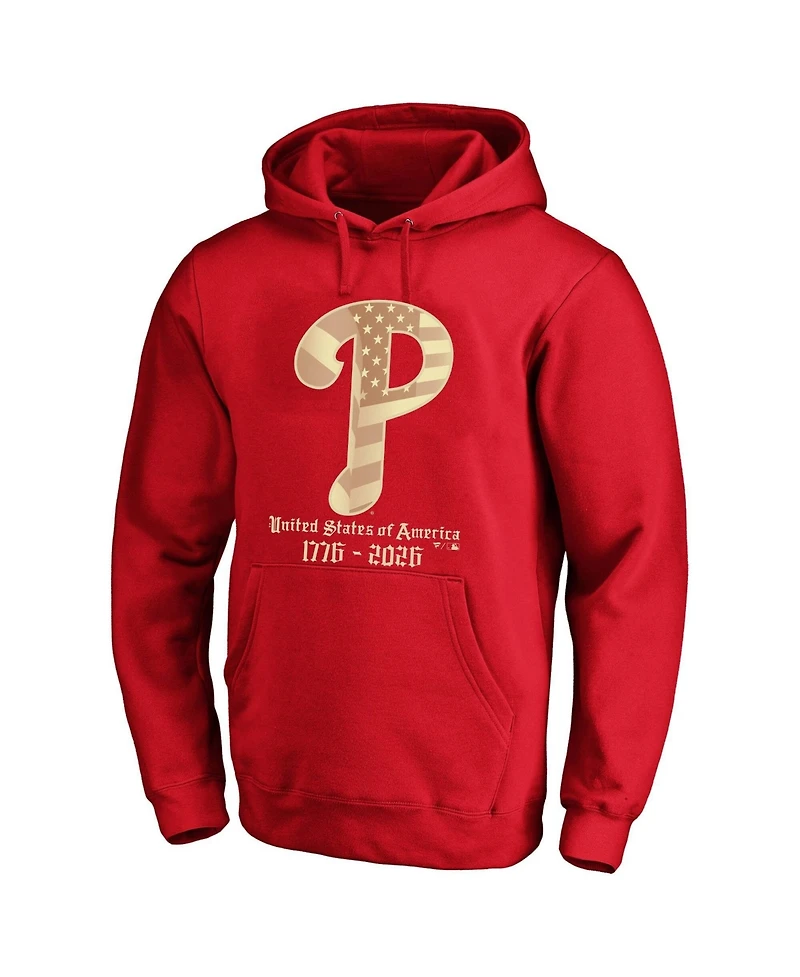 Fanatics Men's Red Philadelphia Phillies Usa 1776-2026 Big Tall Hoodie