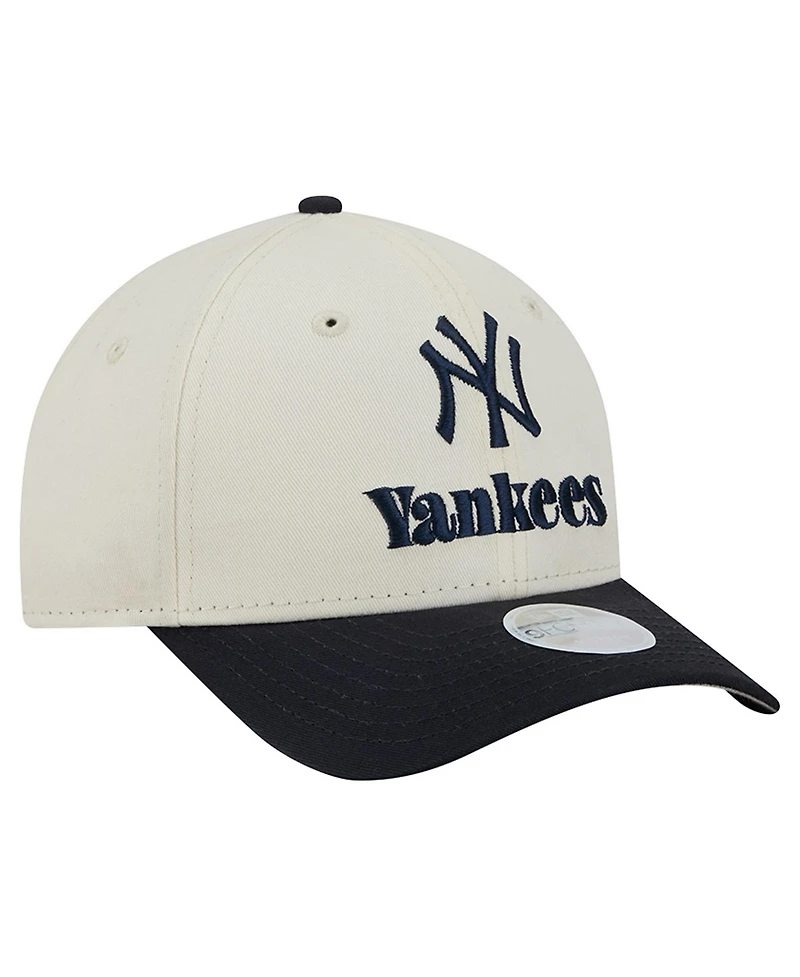 New Era Women's Cream/Navy New York Yankees Primary 9FORTY M-Crown Adjustable Hat