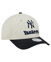 New Era Women's Cream/Navy New York Yankees Primary 9FORTY M-Crown Adjustable Hat