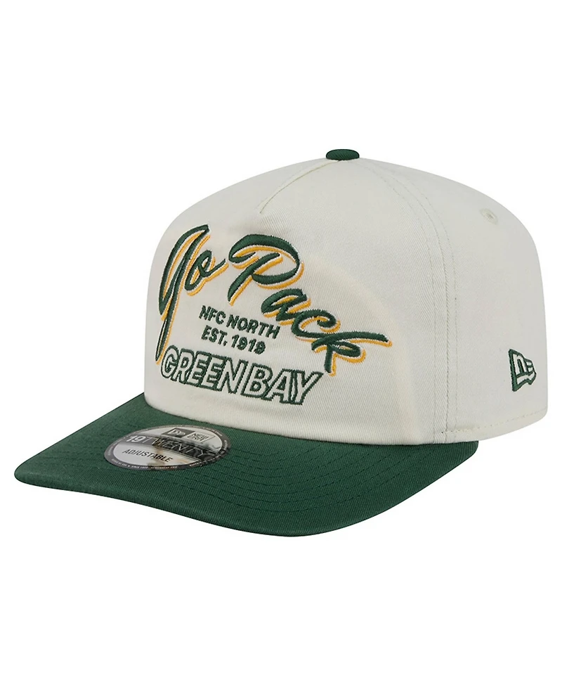 New Era Men's Cream Green Bay Packers Script 19TWENTY Adjustable Hat
