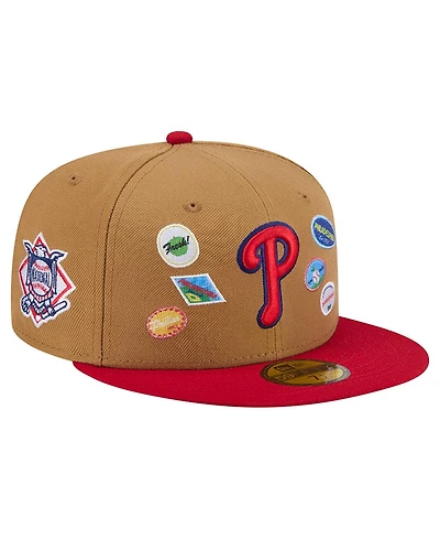 New Era Men's Tan Philadelphia Phillies Fruit Sticker 59FIFTY Fitted Hat
