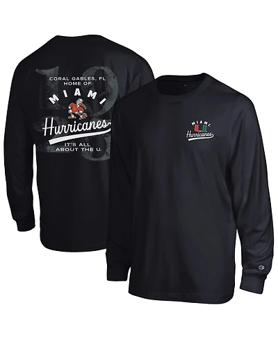 Champion Men's Black Miami Hurricanes Laminated All-Star Long Sleeve T-Shirt