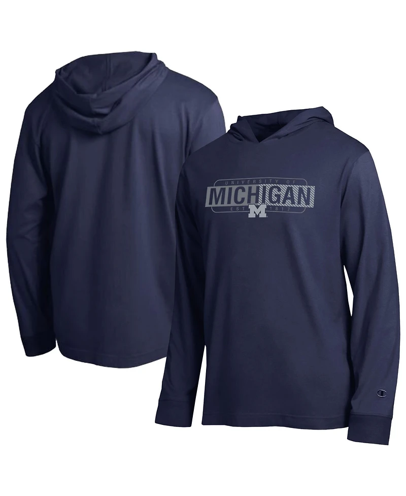 Champion Men's Navy Michigan Wolverines Gradient All-Star Long Sleeve Hooded T-Shirt