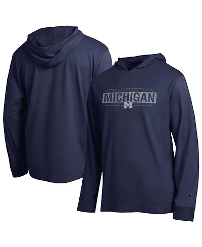 Champion Men's Navy Michigan Wolverines Gradient All-Star Long Sleeve Hooded T-Shirt