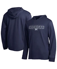 Champion Men's Navy Michigan Wolverines Gradient All-Star Long Sleeve Hooded T-Shirt