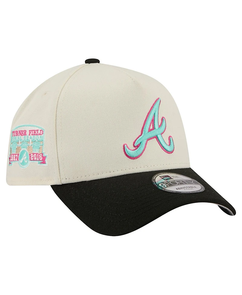 New Era Men's Cream Atlanta Braves Stadium Chrome 9FORTY A-Frame Adjustable Hat