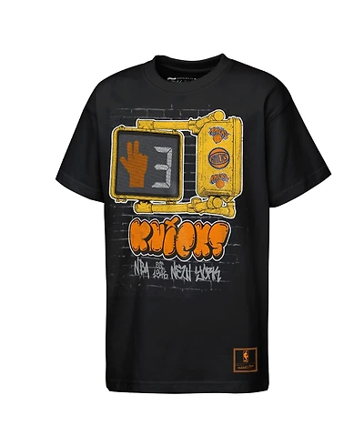 Mitchell & Ness Big Boys and Girls Black New York Knicks Look B4 Crossing T-Shirt