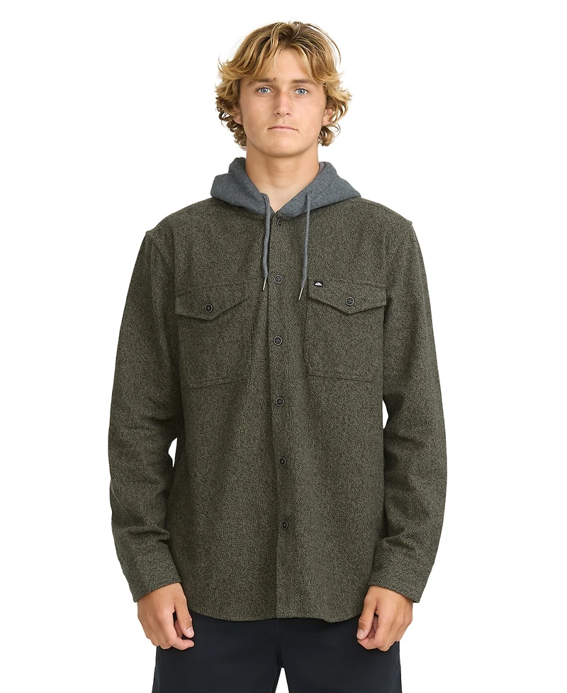 Quiksilver Men's Delton Herringbone Hooded Flannel Shirt