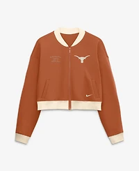 Nike Women's Texas Longhorns Academic Oversized Cropped Full-Zip Bomber Jacket