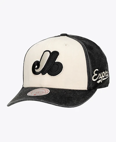 Mitchell & Ness Men's and Women's Mitchell Ness Cream/Black Montreal Expos Snow Block Pro Crown Adjustable Hat