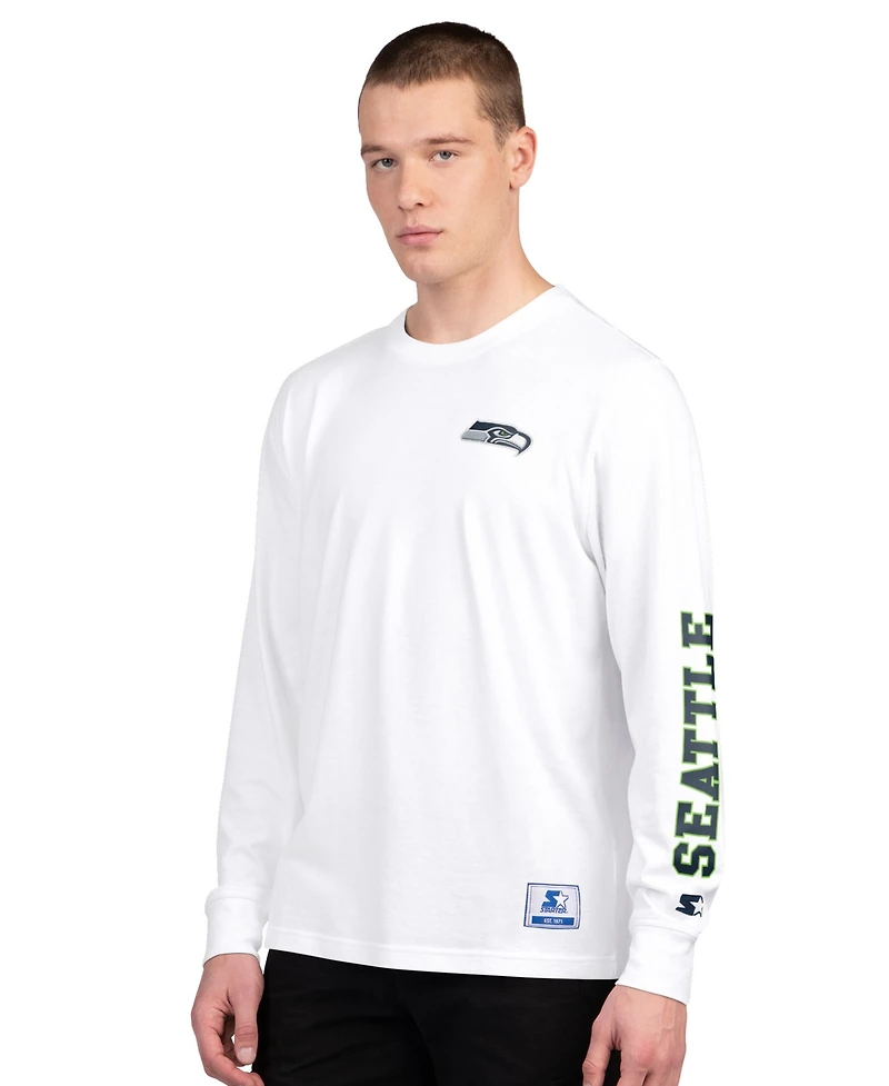 Starter Men's College Navy/White Seattle Seahawks Short Sleeve Long Combo Pack T-Shirt